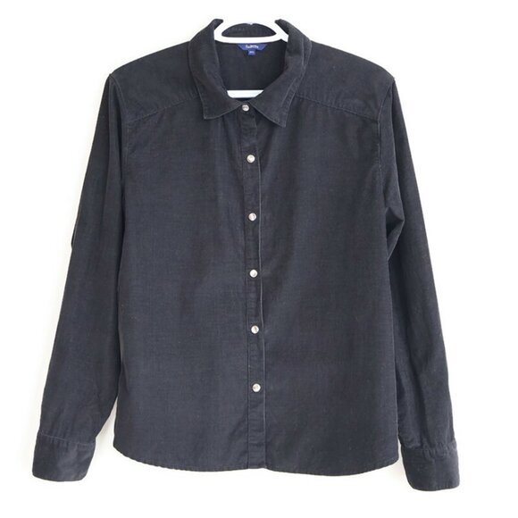 Black Corduroy Ladies Shirt - Size L - Snaps - Picture 1 of 12